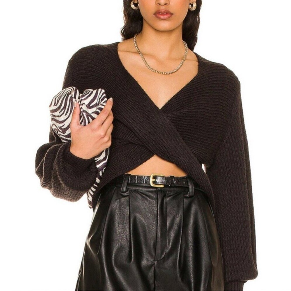 525 America Women's Two-Way Twist Knit Sweater Size Large Black